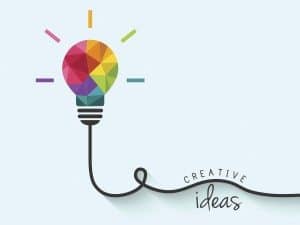 Colorful polygon, geometric lightbulb design with wire as creative thinking and idea concept.